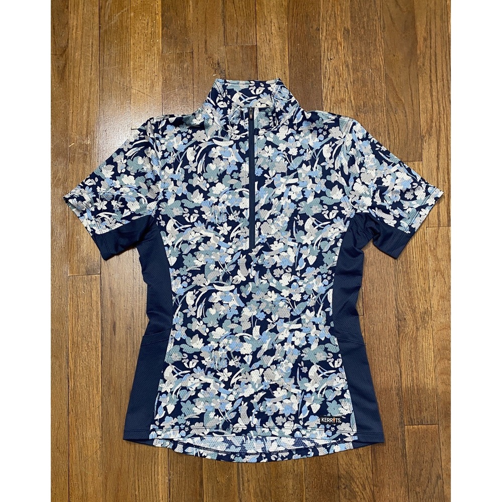 Kerrits Shirt Women's XS Riding Top Floral 1/4 Zipper Lightweight Side Pockets